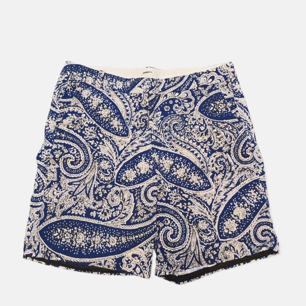 J. Crew high waist chino mom shorts navy blue paisley size 14